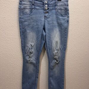 Indigo Rein Light Blue Distressed Skinny Jeans